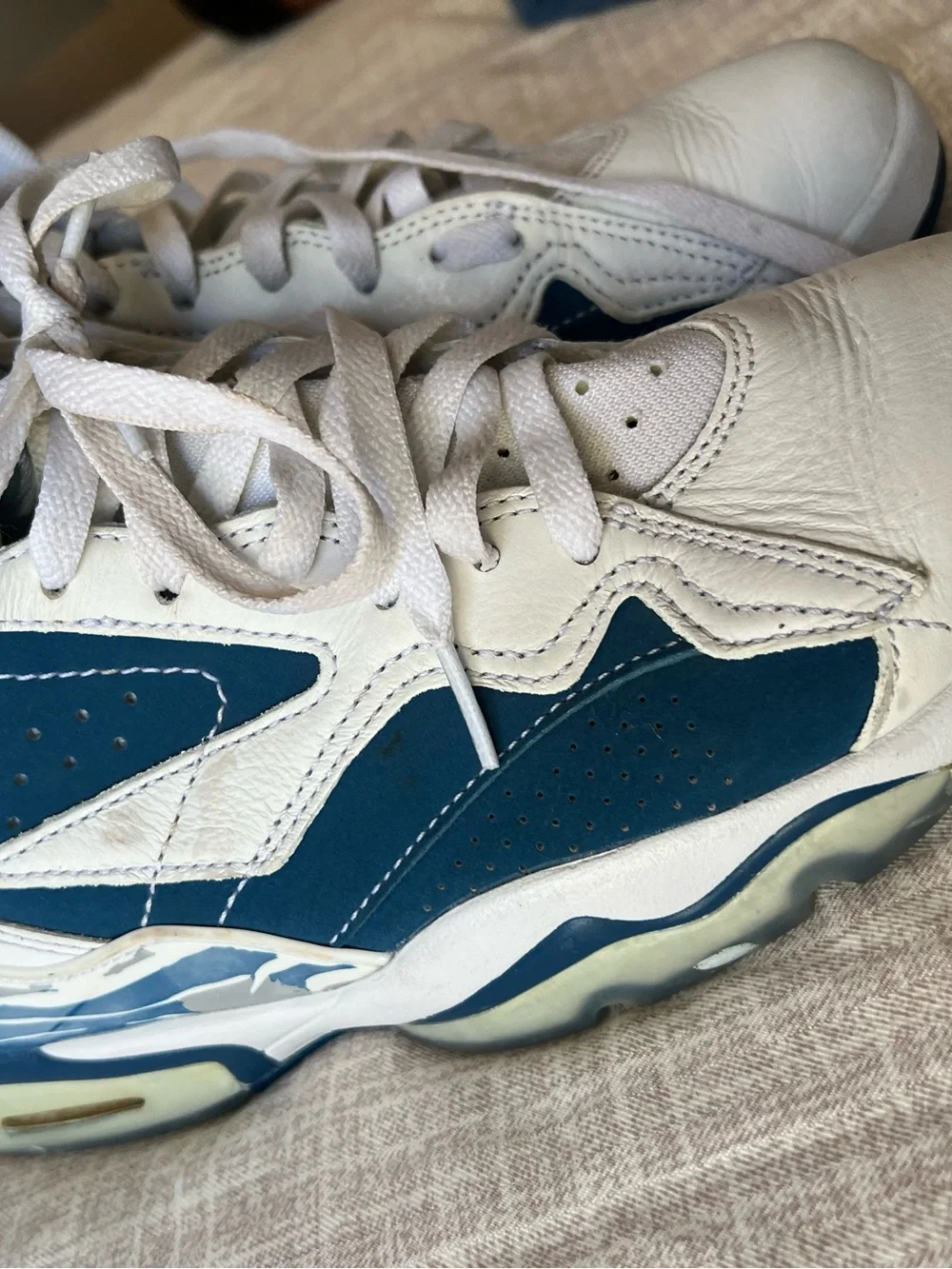 Jordan High-Top Athletic Sneakers in White and Teal